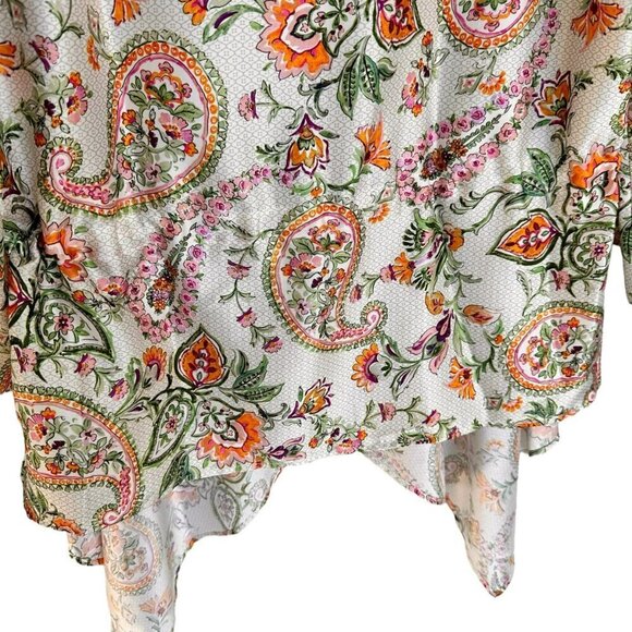 2/$30 Zara Woman Multi-Colour Printed Paisley Top Blouse Size Large - Picture 11 of 14
